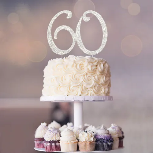 Miniatura 6 de Decoración para pastel 30 con strass de cristales premium. Monograma de número treinta, para cumpleaños o aniversario número 30