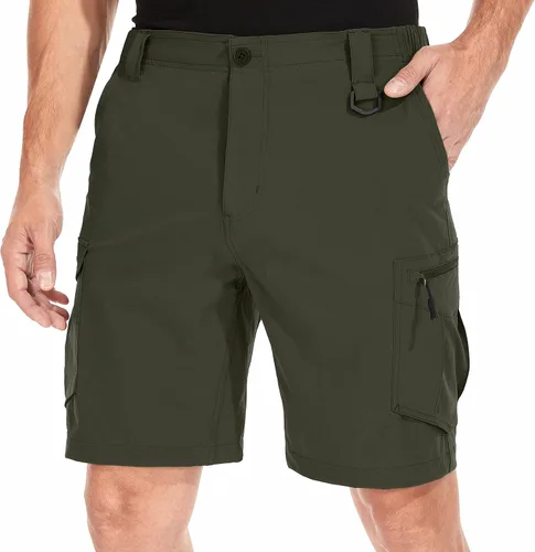 Pantalones cortos tipo cargo de senderismo para hombre de secado rápido para viajes al aire libre con múltiples bolsillos para pesca camping uso