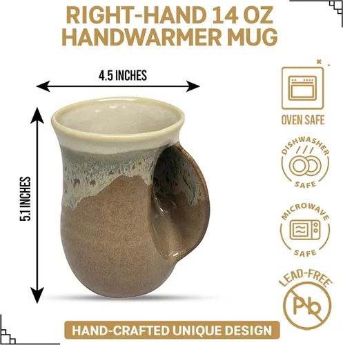 Miniatura 2 de Clay in Motion - Taza calentadora de manos para diestros, diseño Desert Sand