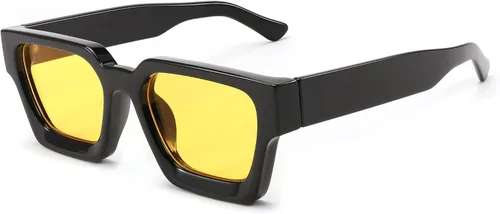 Miniatura 108 de FEISEDY Gafas de sol cuadradas retro de los años 90 para mujeres y hombres, gafas de sol rectangulares gruesas de moda con protección UV400 B2385