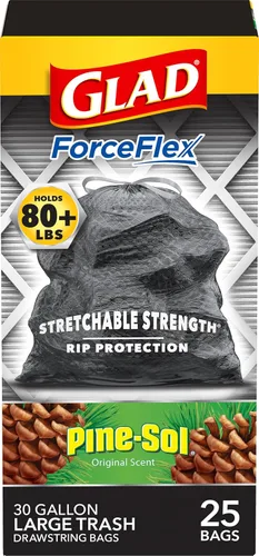 Miniatura 11 de Glad ForceFlex - Bolsas de basura resistentes con cordón ajustables con Clorox, Mountain Air, 30 galones, 50 unidades (el paquete puede variar)