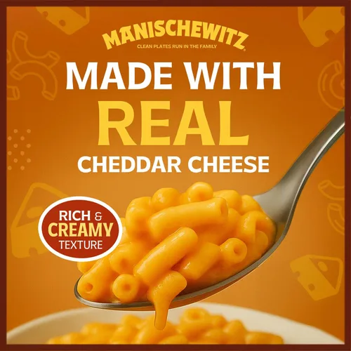 Miniatura 3 de Manischewitz Kosher Mac & Cheese, 5.5 onzas (paquete de 12) Hecho con queso cheddar real, sin colores artificiales de sabores, certificado Kosher