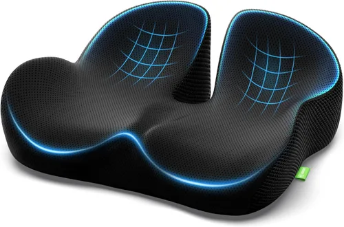 AUVON Cojín de asiento de gel para sillas de oficina, cojines ergonómicos de espuma viscoelástica para apoyo de larga duración y ciática, espalda,