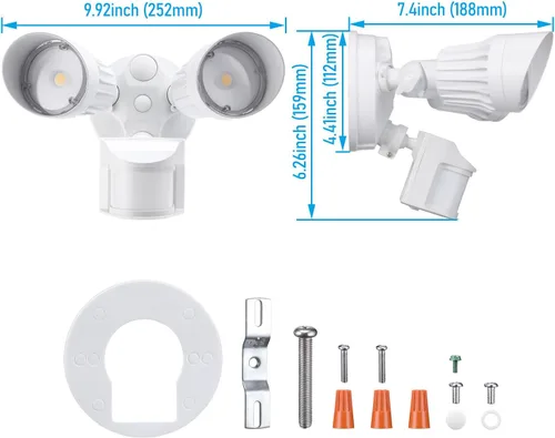 Miniatura 8 de Luz de seguridad LED con sensor circular, 2 cabezales 20W/3 cabezales 30W., LHSCT-20WRSS-WHT, 20.0watts, 130.00 volts COB LED Motion Detector