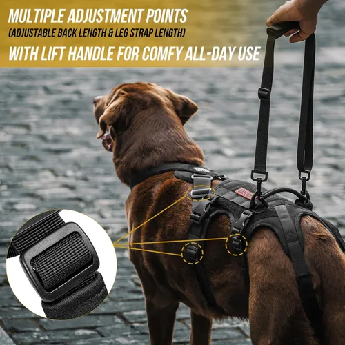 Miniatura 6 de OneTigris Arnés de soporte para perros para patas traseras, arnés de elevación para perros grandes, patas traseras, soporte de cadera para perros