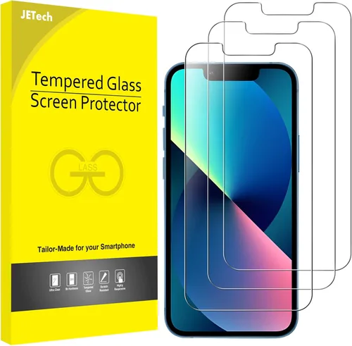 JETech Protector de pantalla compatible con iPhone 13 mini de 5.4 pulgadas, película de vidrio templado, paquete de 3