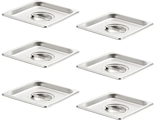 Miniatura 10 de CURTA Paquete de 6 sartenes antiatascos para hotel, tamaño 1/6 de 6 pulgadas de profundidad, bandeja comercial NSF de acero inoxidable 18/8