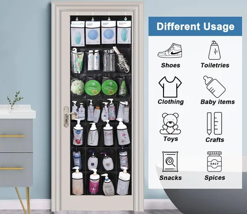 Miniatura 6 de MISSLO Organizador de zapatos colgante con 28 bolsillos grandes para colgar sobre la puerta, zapatero para puerta de armario, soporte de zapatos