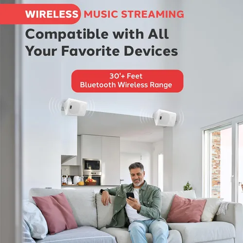 Miniatura 3 de Pyle Sistema de altavoces impermeables de montaje en pared de 6.5 pulgadas para sistema de sonido envolvente Bluetooth inalámbrico en interiores
