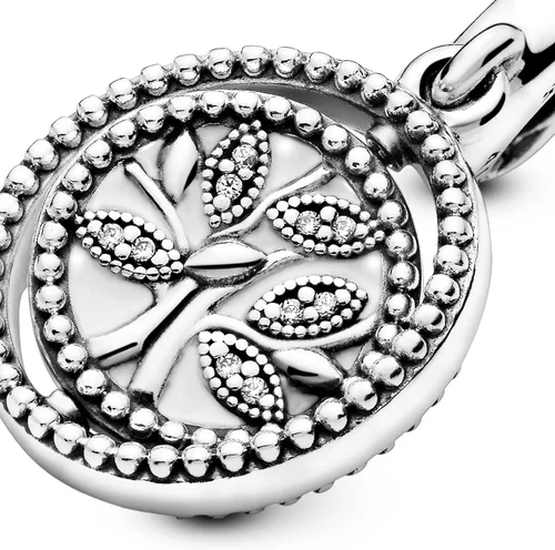 Miniatura 4 de PANDORA Joyería colgante de árbol genealógico giratorio con circonita cúbica en plata de ley, Metal Esmalte, Circonita cúbica