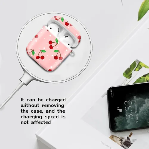 Miniatura 5 de Compatible con AirPods de 2ª generación de 1ª generación, bonita funda rígida con llavero dorado, funda protectora de TPU suave a prueba de golpes