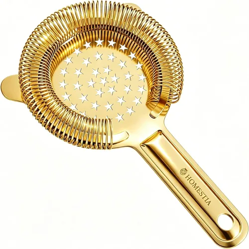 Miniatura 17 de Homestia Colador de cóctel, colador clásico Hawthorne de acero inoxidable con mango largo, colador de bebidas para bartenders profesionales, resorte