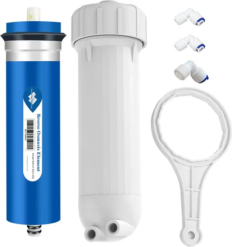 Membrane Solutions Membrana RO de 400 GPD, membrana de ósmosis inversa con carcasa de membrana, accesorios de conexión rápida de 1/4 pulgadas,