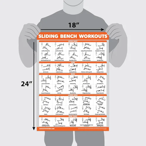 Miniatura 2 de QuickFit - Juego de 2 pósteres de ejercicios de banco deslizante y peso corporal, compatible con Total Gym & Weider Ultimate Body Works