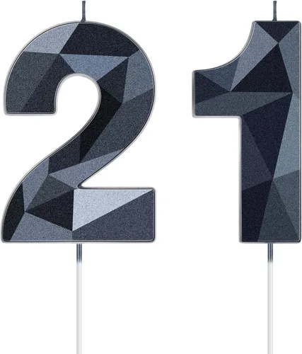 Miniatura 22 de Nuanchu Velas de cumpleaños número 10 en forma de diamante 3D, velas numeradas para pastel de cumpleaños, velas temáticas para hornear en familia