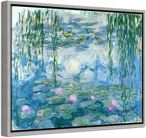 Wieco Art Lienzo enmarcado para pared, impresión de nenúfares de Claude Monet, pinturas de reproducción, lienzo moderno, arte de pared para