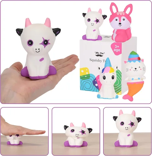 Miniatura 8 de Mr. Pen Squishies jumbo de levantamiento lento, paquete de 4, animales esponjosos, juguetes para apretar para niños