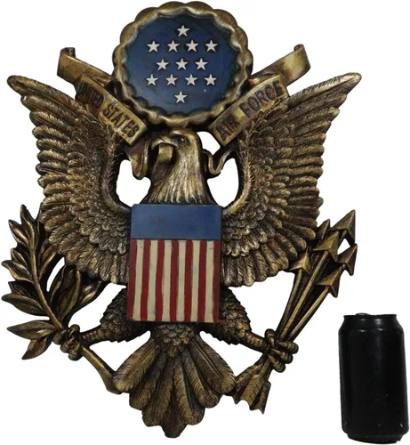 Miniatura 7 de Ebros Gift Emblema patriótico de la Fuerza Aérea de Estados Unidos con 2 viejas banderas estadounidenses fieles y placa decorativa de pared