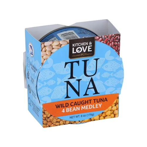 Miniatura 3 de Kitchen & Love Atún salvaje con lentejas, frijoles rojos, frijoles blancos y garbanzos en aceite de oliva, sin gluten, 0.78 oz de proteína por