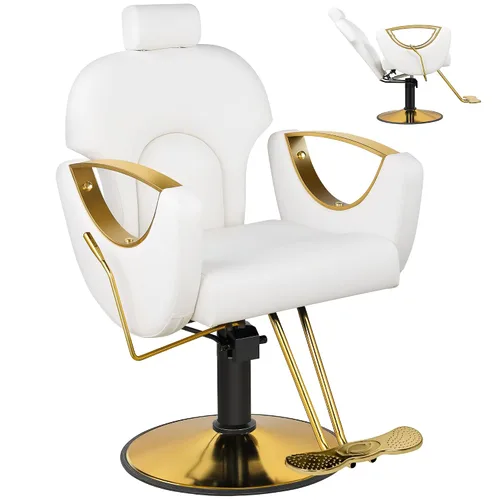 Miniatura 18 de Silla de peluquería de salón, silla de peluquería con bomba hidráulica de altura ajustable, sillas reclinables profesionales, silla de belleza