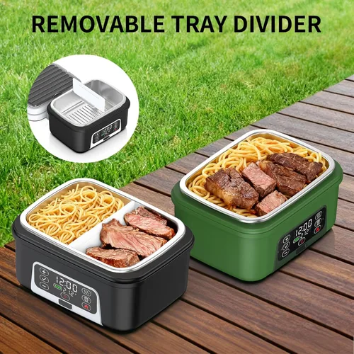 Miniatura 6 de Lonchera eléctrica inalámbrica con calefacción, 1.5L - 6.3 tazas, 20000 mAh, 100 W, recargable, calentador de alimentos inteligente con divisor