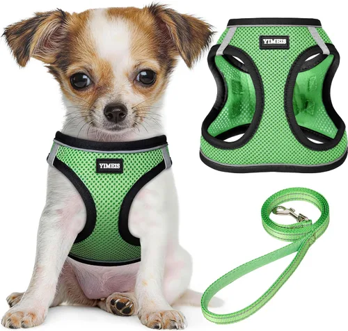 Miniatura 9 de YIMEIS Juego de arnés y correa para perro, arnés de malla suave sin tirones, chaleco reflectante ajustable para cachorros para perros pequeños
