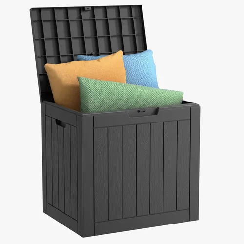 Miniatura 28 de EasyUp Caja de almacenamiento al aire libre de 30 galones, caja de resina para muebles, herramientas de jardín, cajas de almacenamiento exteriores