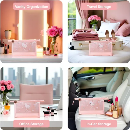 Miniatura 6 de AmBealla Bolsa de cosméticos grande para maquillaje con soporte para cepillos, organizador de maquillaje impermeable con gancho para colgar, bolsa