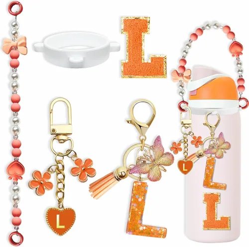 Miniatura 91 de Lindo Juego de Dijes de Letras para Botella de Agua Owala de 24oz, 32oz, 40oz, Owala Kids y Vaso de Café, FreeSip – Incluye Correa con Asa, para Rosa