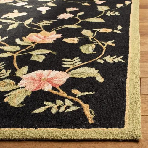 Miniatura 4 de SAFAVIEH Chelsea Collection - Alfombra decorativa de 1 pies 8 pulgadas x 2 pies 6 pulgadas, color negro, lana de campo francesa enganchada a mano