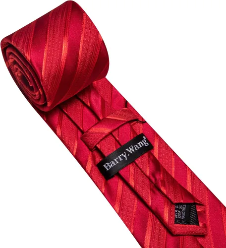 Miniatura 370 de Barry.Wang Juego de corbatas para hombre, corbata de seda a rayas, tejido a cuadros, gemelos formales, negocios, boda