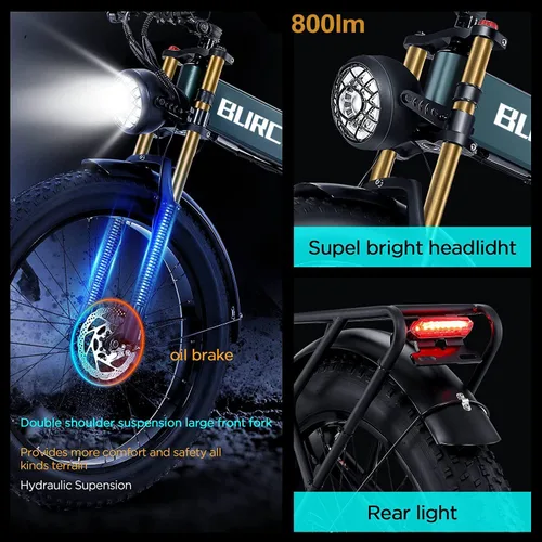 Miniatura 7 de 2026 AWD Electric Bike for Adults Dual Motor 5000W/3000W/1500W Peak 40MPH/30MPH Fast Ebike, Up to 65 /90 /160 Miles Long Range, 26" Full Suspension