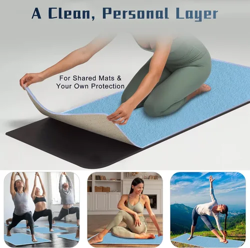 Miniatura 5 de Toalla de yoga caliente antideslizante, paquete de 2 toallas de yoga gruesas y suaves, absorbentes del sudor, con punto de agarre, 72 x 26 pulgadas