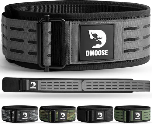 Miniatura 11 de DMoose Fitness Cinturón de levantamiento de pesas con bloqueo automático para hombres y mujeres, cinturón de nailon de 4 pulgadas para sentadillas
