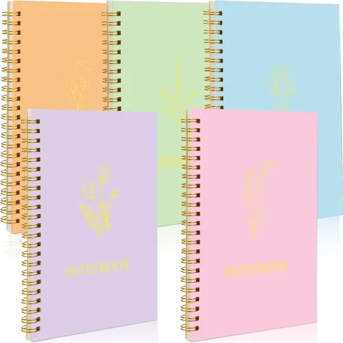 Miniatura 13 de Gueevin Paquete de 5 Cuadernos en Espiral Estéticos Suministros Escolares A5 Rayado Ancho 160 Páginas/80 Hojas Cuaderno Lindo para Trabajo