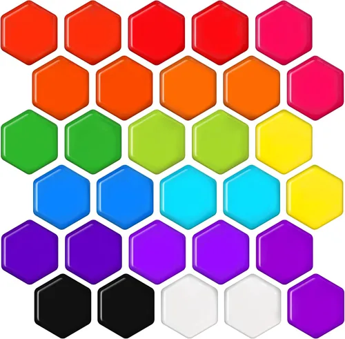 MORCART - 30 imanes hexagonales para refrigerador, coloridos imanes para nevera, taquilla, para escuela, oficina, pizarra blanca (15 colores)