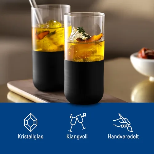 Miniatura 2 de Villeroy & Boch Manufacture Rock Collection - Juego de 4 vasos de cristal con base negra mate, fabricado en Europa, capacidad de 10 onzas
