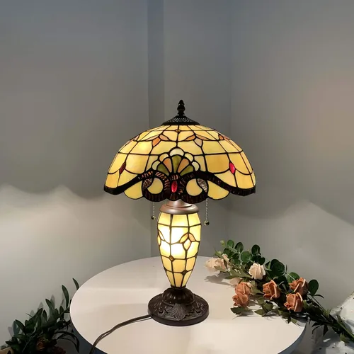 Miniatura 3 de Bieye L10799 Lámpara de mesa barroca estilo Tiffany, base iluminada, 14 pulgadas de ancho x 21 pulgadas de alto