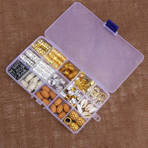 Miniatura 4 de 133 piezas de joyas para el cabello para trenzas, puños dorados para rastas de cabello, anillos de rastas, accesorios de rastas de imitación