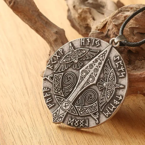 Miniatura 3 de HAQUIL Collar con colgante de amuleto de símbolo antiguo vikingo, regalo de joyería nórdica para hombres