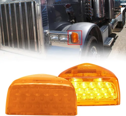 Señal de giro para Peterbilt, 31 luces LED triangulares ámbar con 3 cables de repuesto para Peterbilt 379 359 357 365 378 ámbar Led/lente