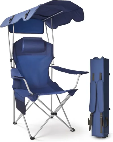Miniatura 8 de Silla de campamento reclinable, silla plegable ajustable con respaldo de 100° a 140°, marco en X resistente que soporta 265 libras, respaldo