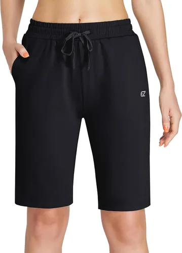 Miniatura 2 de EZRUN - Bermudas para mujer, para entrenar en el gimnasio, pantalones cortos veraniegos de algodón con bolsillos profundos para mujer