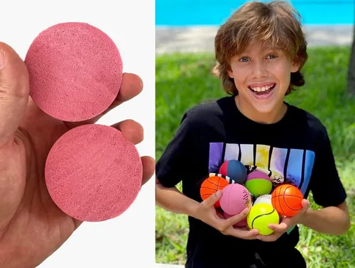 Miniatura 6 de Hi-Bounce Pinky Ball (paquete de 6) por JA-RU. Pelotas hinchables de goma para niños y adultos. Pelota de rebote rosa pequeña. Recuerdos de fiesta