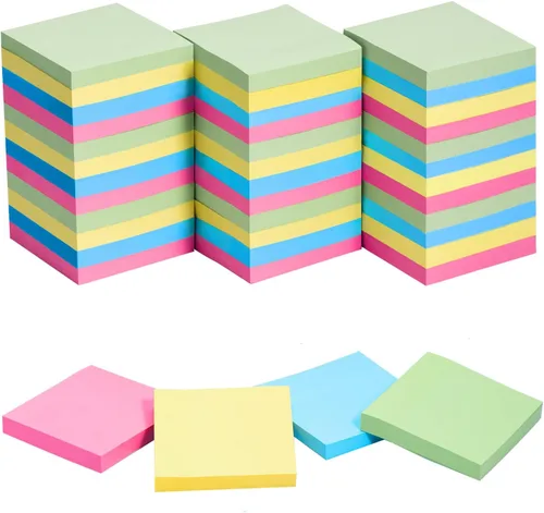 HappyHapi - Notas adhesivas de 3 x 3 pulgadas al por mayor, paquete de 36 blocs, 3600 hojas autoadhesivas de colores, 100 hojas/bloc, 4 colores