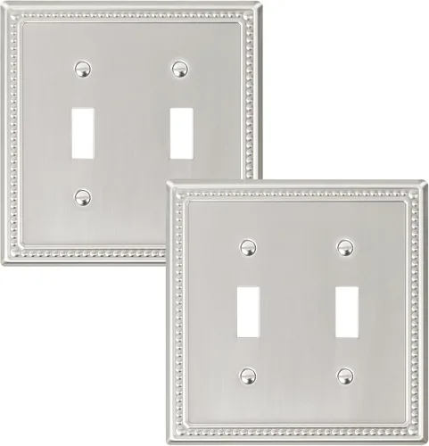 Miniatura 54 de Paquete de 4 placas de cubierta para interruptor de luz de palanca individual, cubiertas decorativas de perlas, placa de pared de metal almendra