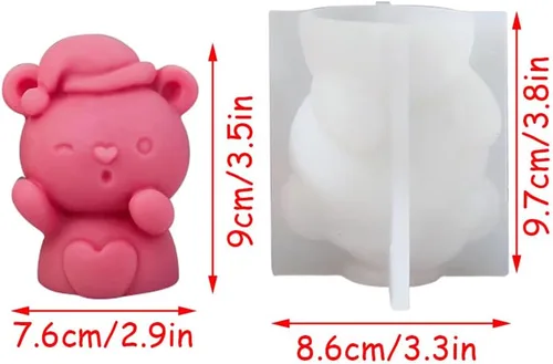 Miniatura 6 de Molde de silicona para sombrero de Navidad, corazón y muñeco de nieve, moldes de vela de oso de Navidad, muñeco de nieve para suministros de Estilo 3