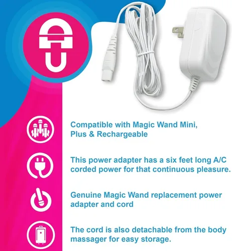 Miniatura 2 de Magic Wand Plus - Adaptador de corriente y cable para masajeador personal, adaptador de corriente polarizado de EE. UU. y cable de alimentación de 6