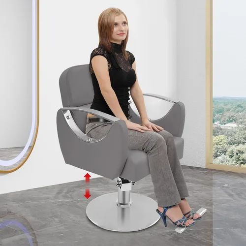 Miniatura 2 de Sillas de peluquería para estilistas, silla de salón hidráulica de altura ajustable, rotación de 360 grados, equipo de belleza de spa para Beige