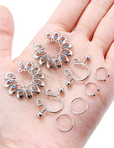 Miniatura 4 de Jenxnjsjo - Anillos falsos para pezones piercings de pezones falsos anillos de pezones falsos joyas de pezones piercings de pezones falsos sin